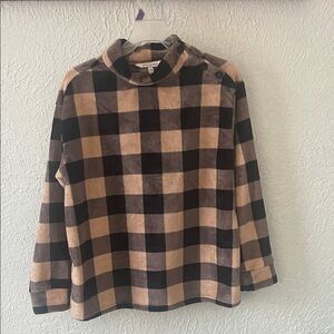Plaid Women's Top in Black and Tan